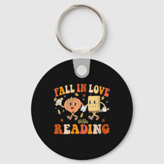 Llavero Womens Groovy Fall In Love With Reading Thanksgivi