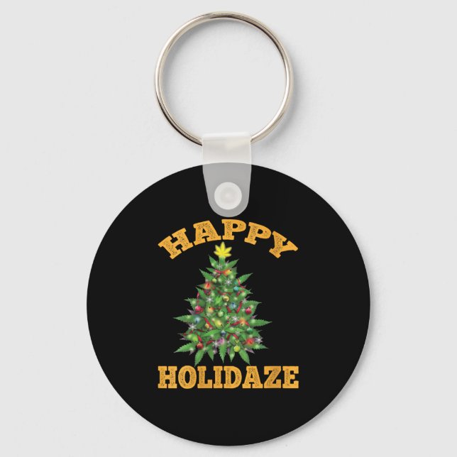 Llavero Womens Happy Holidaze Funny Weed Christmas Stoner  (Anverso)