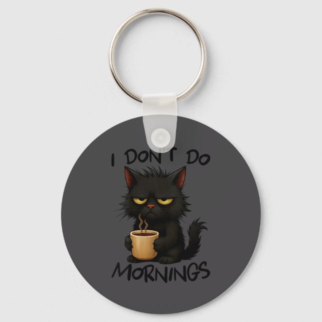 Llavero Womens I Don't Do Mornings Funny Quote Black Cat L (Anverso)