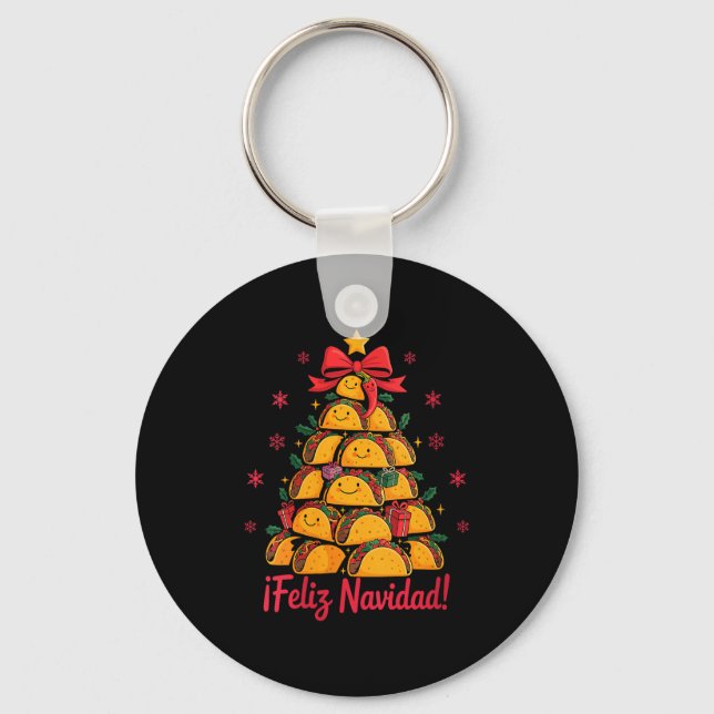 Llavero Womens Merry Christmas Tacos Tree Feliz Navidad Me (Anverso)