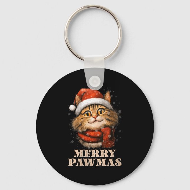 Llavero Womens Merry Pawmas Funny Santa Cat Christmas For  (Anverso)