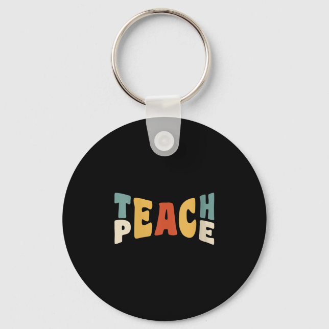 Llavero Womens Teach Peace Retro Teacher Motivational Educ (Anverso)
