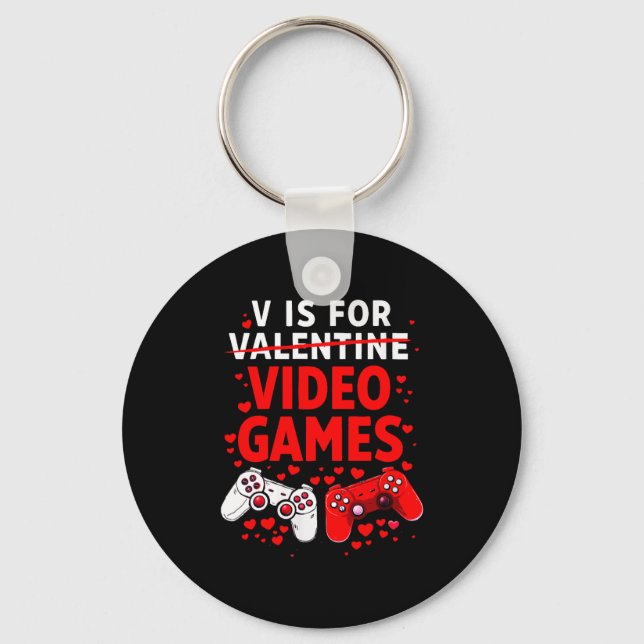 Llavero Women's V Is For Video Games Funny Valentines Game (Anverso)