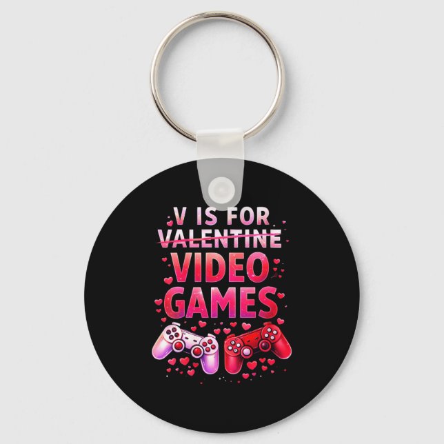 Llavero Women's V Is For Video Games Funny Valentines Game (Anverso)