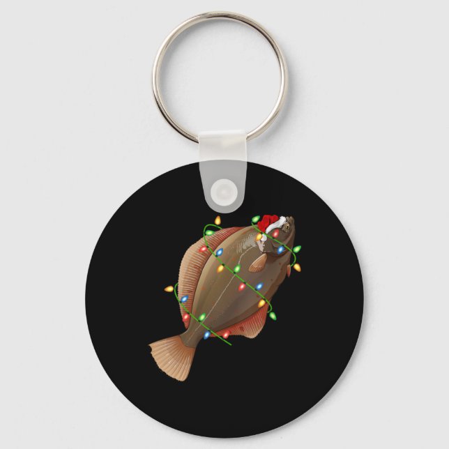 Llavero Womens Xmas Lights Santa Hat Flounder Fish Christm (Anverso)
