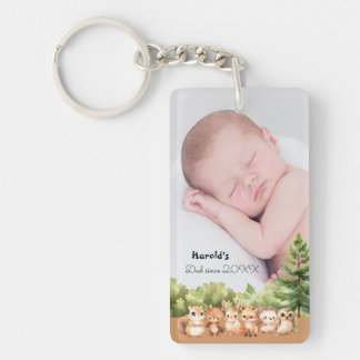 Llavero Woodland Baby Boy Photo Name Dad