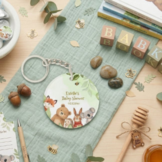 Llavero Woodland Cute Animals Greenery Baby Shower