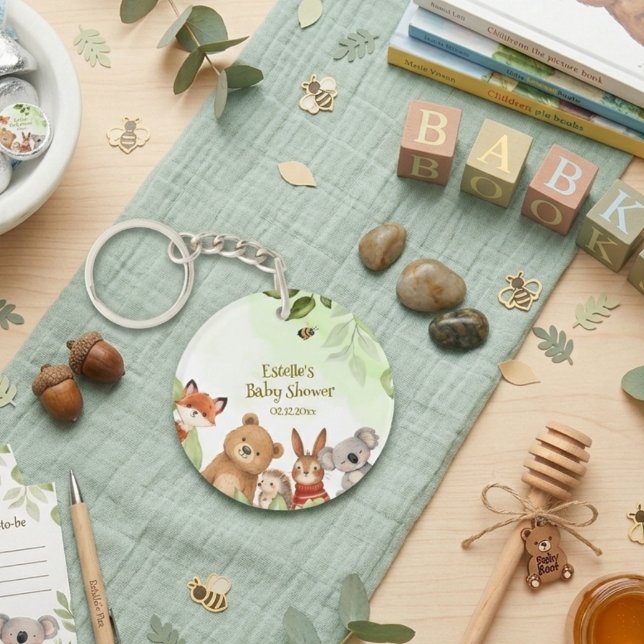 Llavero Woodland Cute Animals Greenery Baby Shower (Subido por el creador)