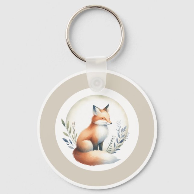 Llavero Woodland Whisper - Fox Keychain Button (Anverso)