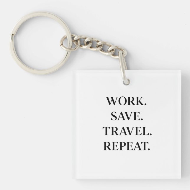 Llavero Work. Save. Travel. Repeat.   (Frente)