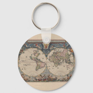 Llavero World Map Globe Travel Antiguo