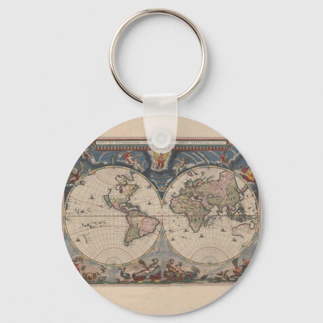 Llavero World Map Globe Travel Antiguo (Anverso)