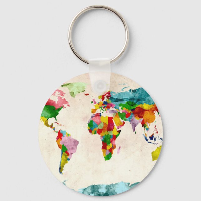 Llavero World Map Watercolors (Anverso)