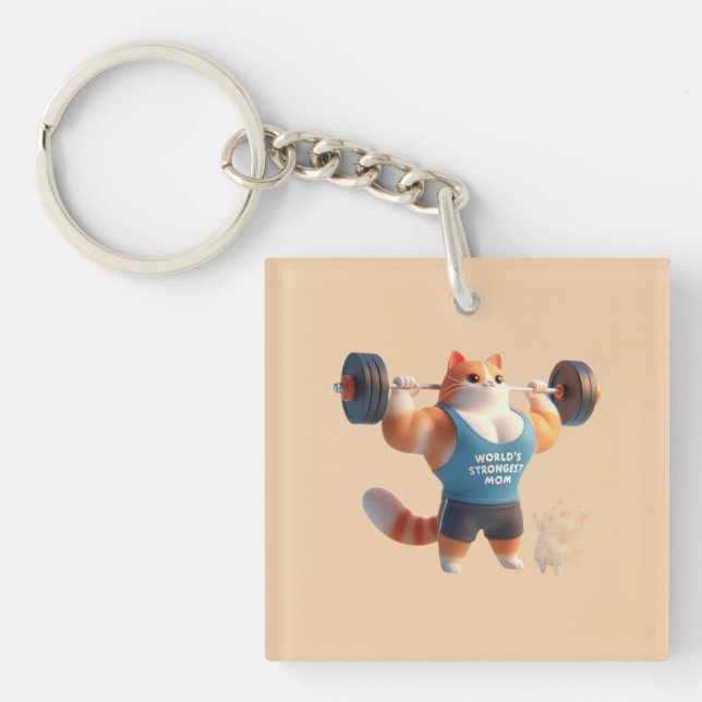 Llavero World’s Strongest Mom Cat Keychain (Frente)
