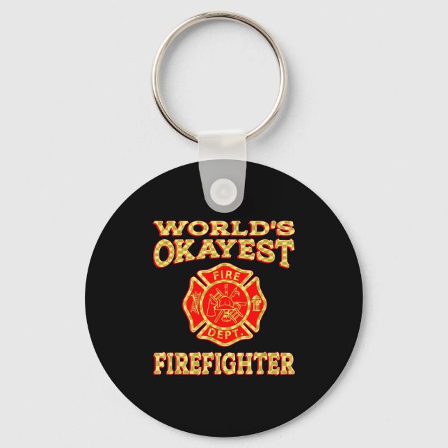 Llavero Worlds Okayest Firefighter Fireman Funny Firefight (Anverso)