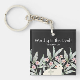 Llavero Worthy Is The Lamb Double-Sided Square Keychain