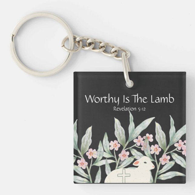 Llavero Worthy Is The Lamb Double-Sided Square Keychain (Frente)