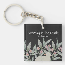 Llavero Worthy Is The Lamb Square Keychain