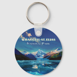 Llavero Wrangell St. Elias Parque Nacional Tarjeta Retro A