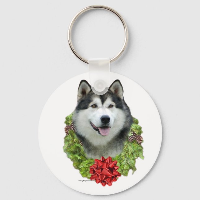 Llavero Wreath de Alaskan Malamute - Keychain (Anverso)