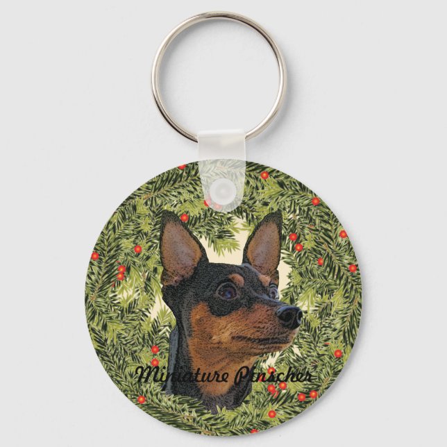 Llavero Wreath de Pinscher en miniatura (Anverso)