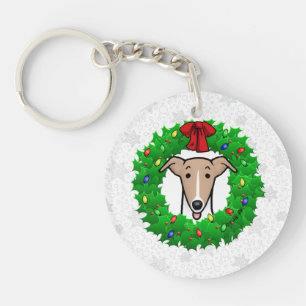 Llavero Wreath & Lights Whippet - Amanecer y blanco
