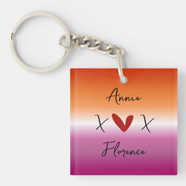 Llavero X Love X Sunset Lesbian Flag Acrylic Keychain (Frente)