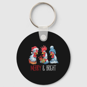 Llavero Xmas Chickens Santa Hat Navidades Granja Animal Fu