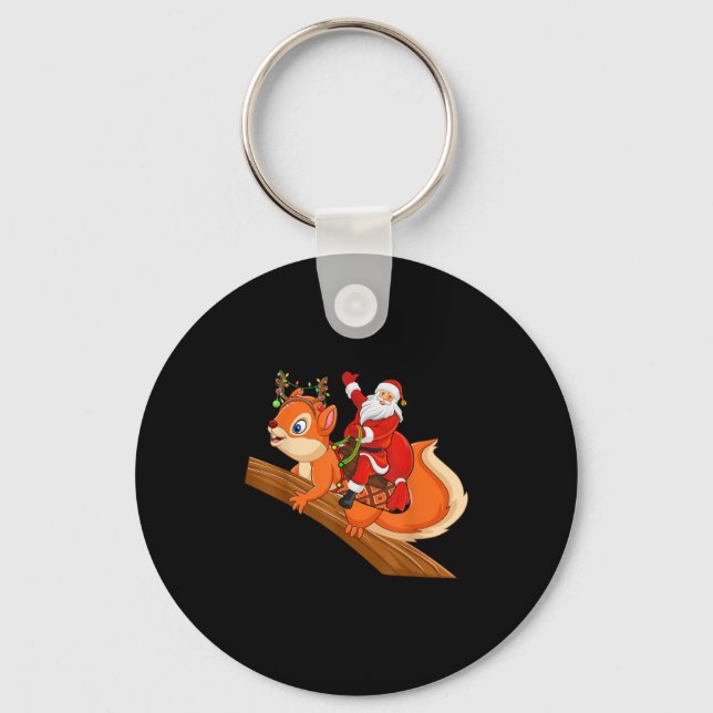 Llavero Xmas Family Matching Funny Santa Riding Squirrel C (Anverso)