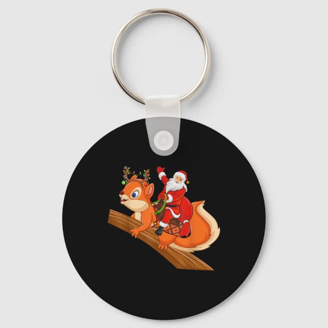 Llavero Xmas Family Matching Funny Santa Riding Squirrel C (Anverso)