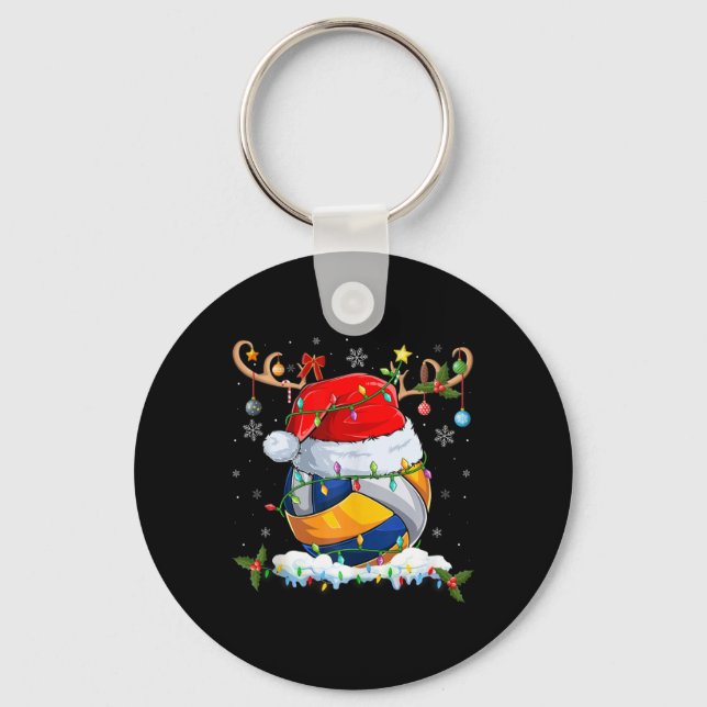 Llavero Xmas Iluminando reno Santa Hat Voleibol Cristo (Anverso)