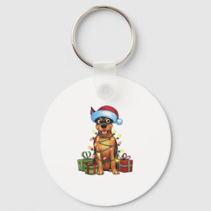 Llavero Xmas Iluminando Santa Hat German Pinscher Perro Cr