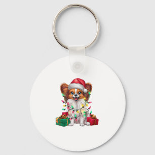 Llavero Xmas Iluminando Santa Hat Papillon Dog Navidades