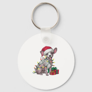 Llavero Xmas Iluminando Santa Hat Perros sin pelo mexicano
