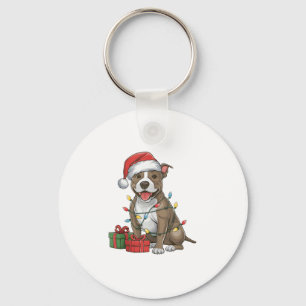 Llavero Xmas Iluminando Santa Hat Pitbull Terrier Perro Cr