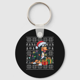 Llavero Xmas Ilustra Perro Feo Santa Black Y Tan Coonhound