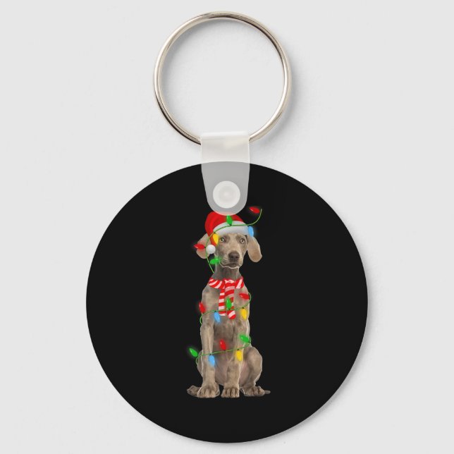Llavero Xmas Lighting Holiday Santa Weimaraner Dog Christm (Anverso)