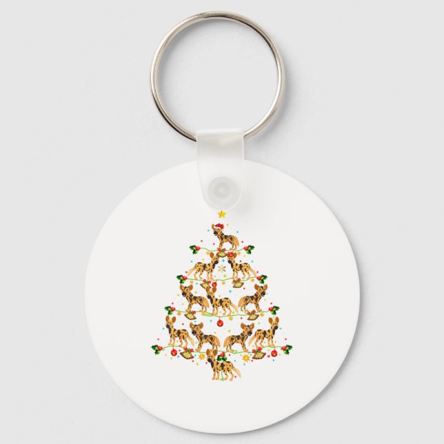 Llavero Xmas Lighting Santa African Wild Dog Christmas Tre (Anverso)