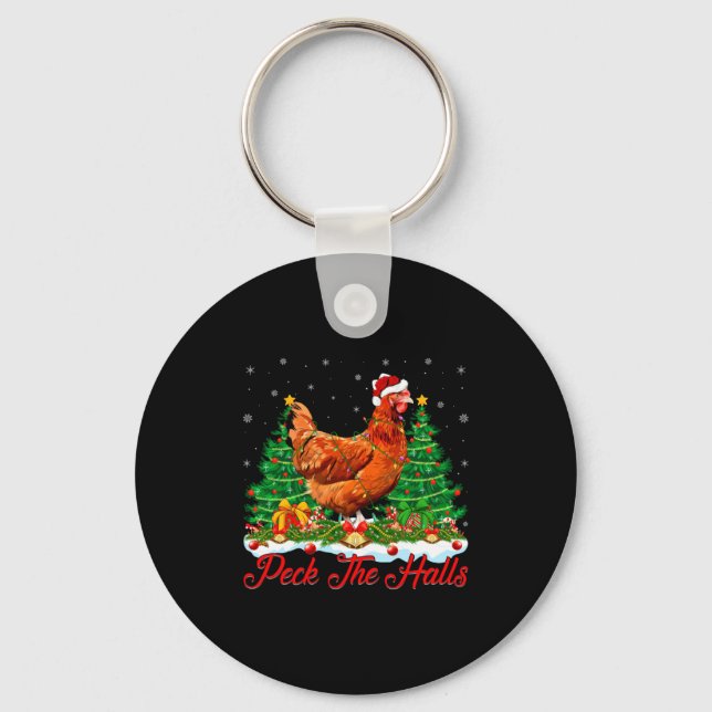 Llavero Xmas Lighting Santa Hat Chicken Christmas Tree  (Anverso)
