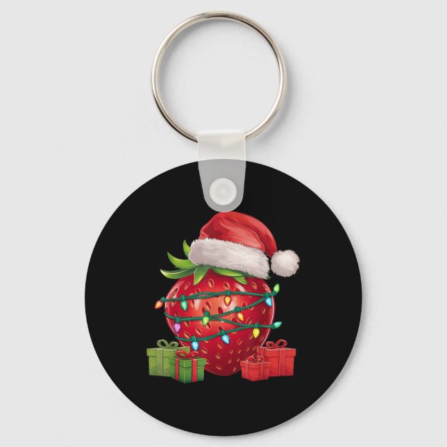 Llavero Xmas Lighting Santa Hat Strawberry Christmas  (Anverso)