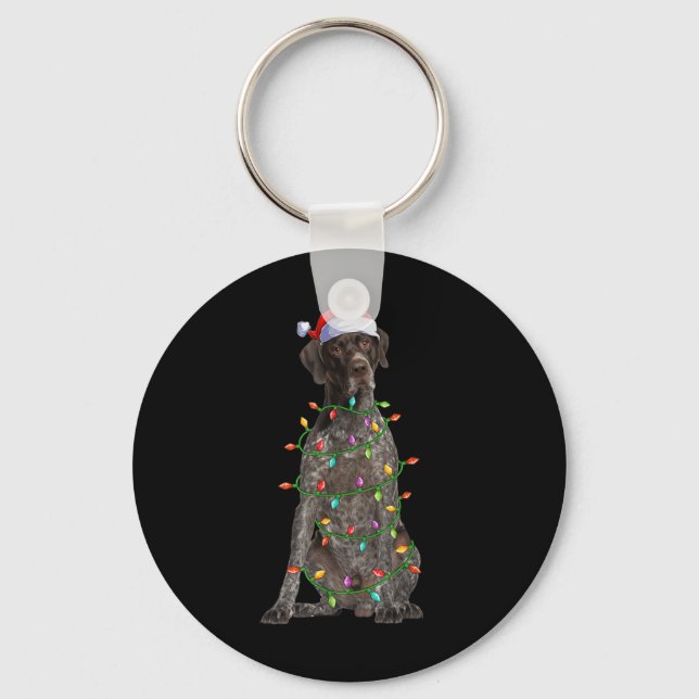 Llavero Xmas Lights Santa German Shorthaired Inter Dog Chr (Anverso)