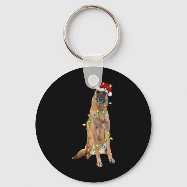 Llavero Xmas Lights Santa Hat Malinois Dog Christmas Premi (Anverso)