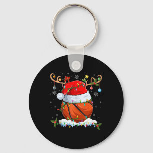 Llavero Xmas Lughing Reindeer Santa Hat Basketball Christ