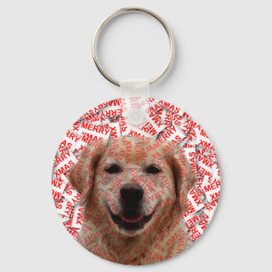 Llavero Xmas Sonriendo Perro recuperador de oro