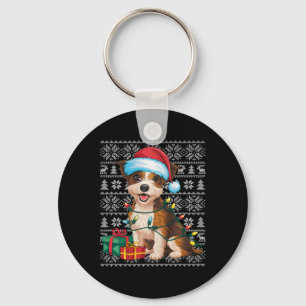 Llavero Xmas Sweater Style Ugly Santa Border Terrier Dog C