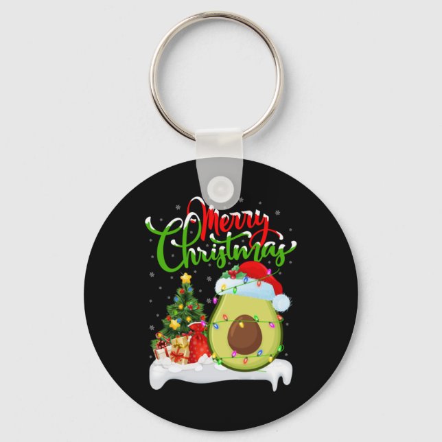 Llavero Xmas Tree Lights Santa Hat Avocado Fruit Christmas (Anverso)