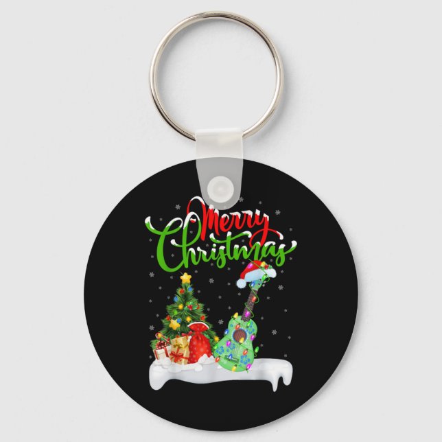 Llavero Xmas Tree Lights Santa Hat Musical Ukulele Guitar  (Anverso)