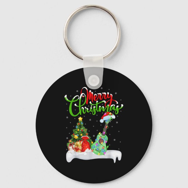 Llavero Xmas Tree Lights Santa Hat Musical Ukulele Guitar  (Anverso)