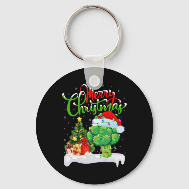 Llavero Xmas Tree Lights Santa Hat Vegetable Broccoli Chri (Anverso)