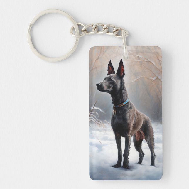 Llavero Xoloitzcuintli Deja que nieve Navidad (Frente)